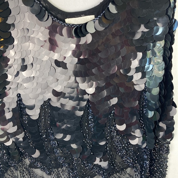 Swee Lo black silk dress top with sequins and beading - Picture 2 of 10